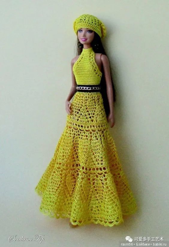 芭比娃娃|孩子玩旧了的芭比娃娃，用零线钩了几件华丽的裙子改造，竟大受欢迎！