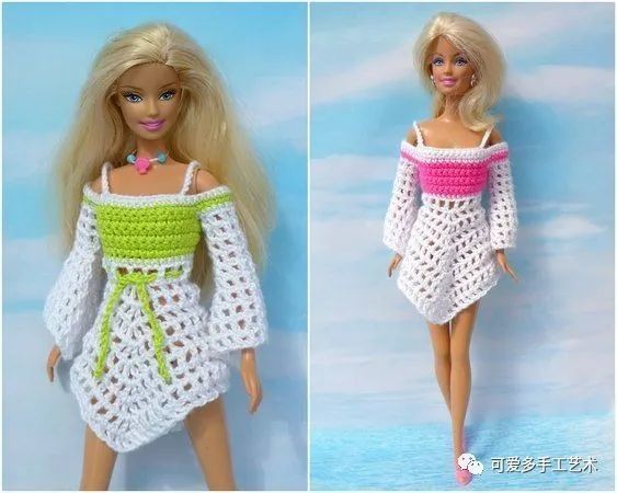 芭比娃娃|孩子玩旧了的芭比娃娃，用零线钩了几件华丽的裙子改造，竟大受欢迎！