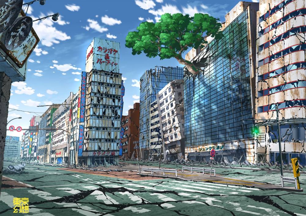 日本画师将东京变世界末日30张废墟插画网民激赞媲美新海诚