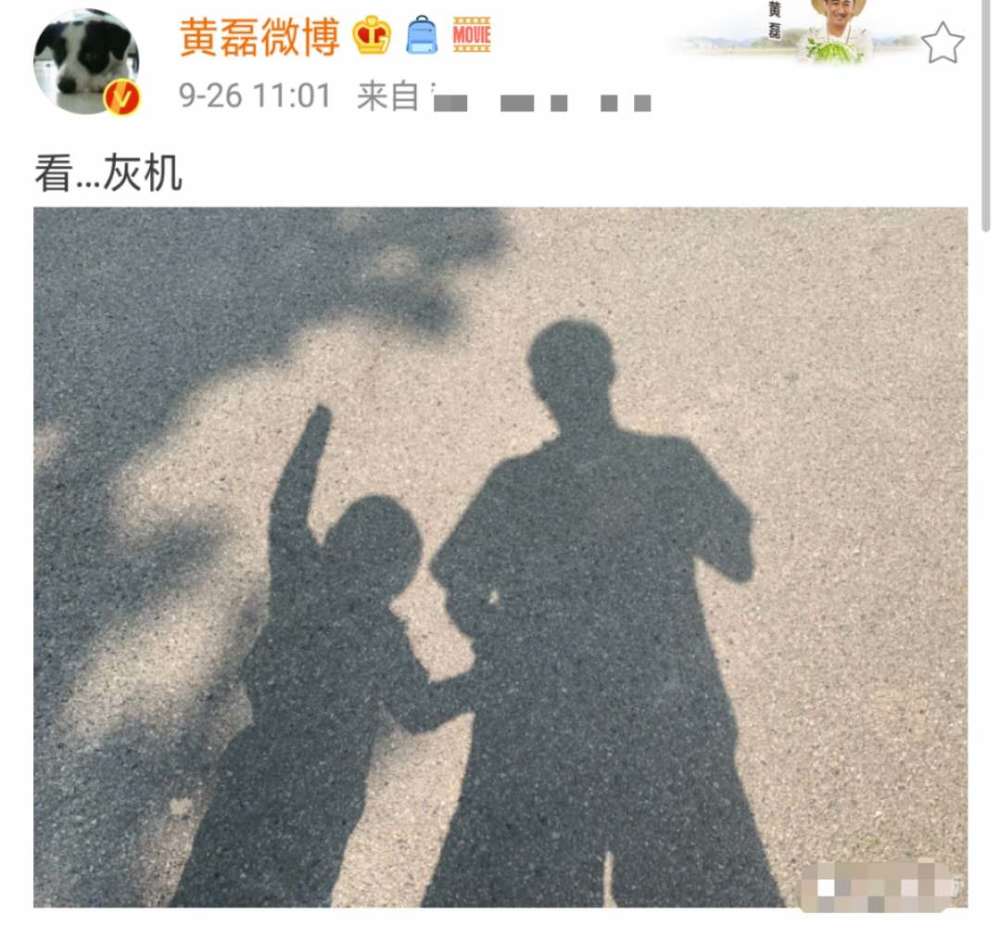 黄磊|黄磊罕晒与三胎儿子温馨合照，弟弟长高不少，手指天空显童真