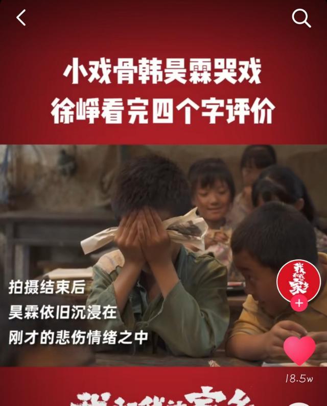 小戏骨韩昊霖哭戏入戏超快徐峥用四个字评价网友这孩子绝了
