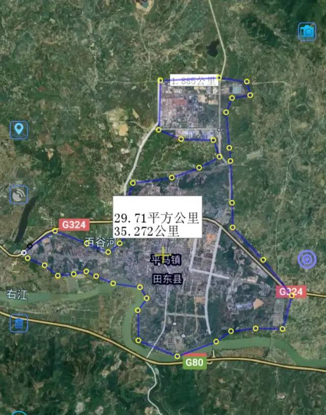 百色市田阳区田东县平果市中心城区面积对比