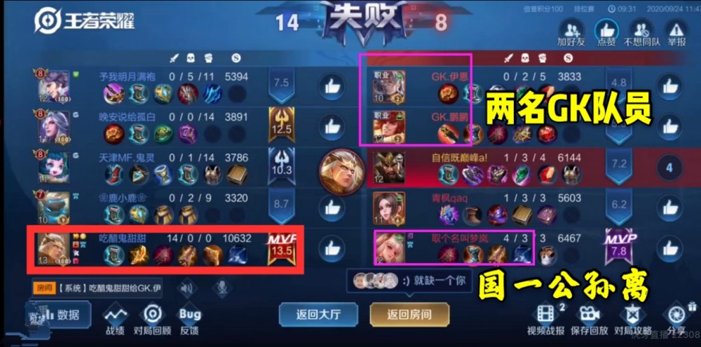 王者荣耀S21赛季，GK战队撞车养猪流败北