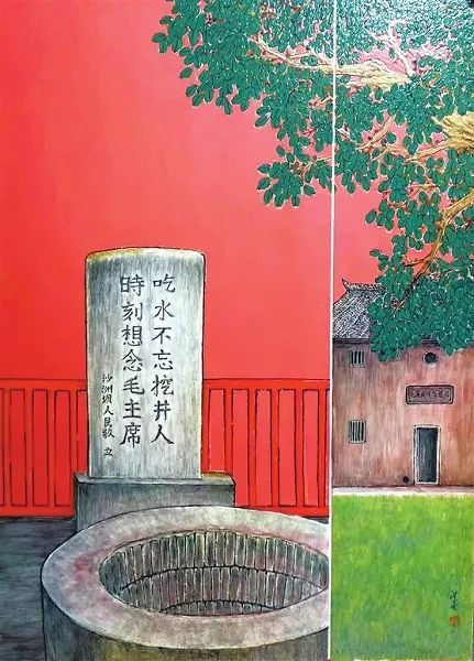 瓷板画《红井》早期,客家瓷画多以瓷画像为主要内容,传承方式为子承父