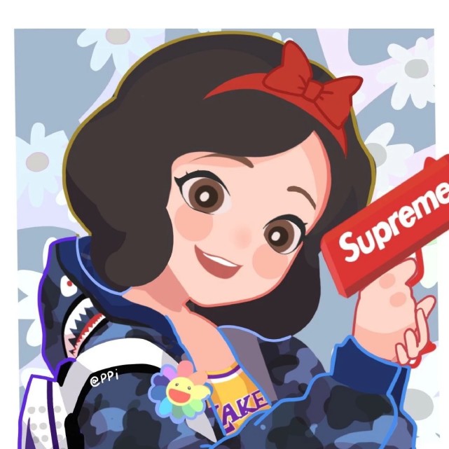 画师笔下的潮版迪士尼公主茉莉玩自拍爱丽丝和爱丽儿是吃货