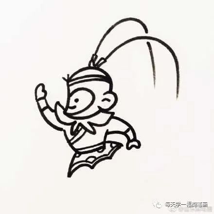 每天学一幅简笔画脚踩筋斗云的孙悟空简笔画图片教程