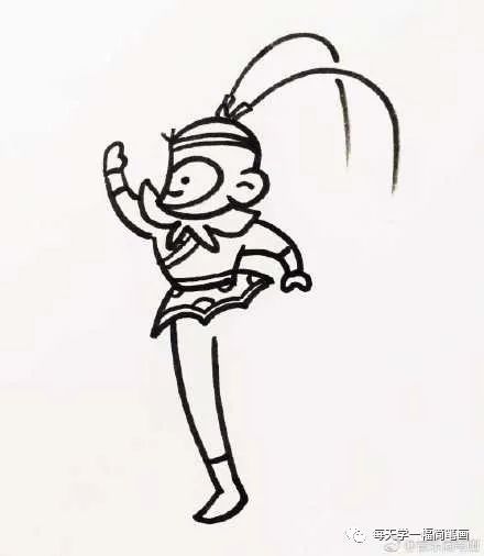 每天学一幅简笔画脚踩筋斗云的孙悟空简笔画图片教程