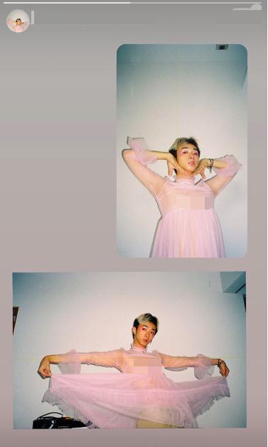 伊能静|伊能静儿子再晒女装照，穿粉色薄纱裙姿势妖娆，曾因此行为受争议