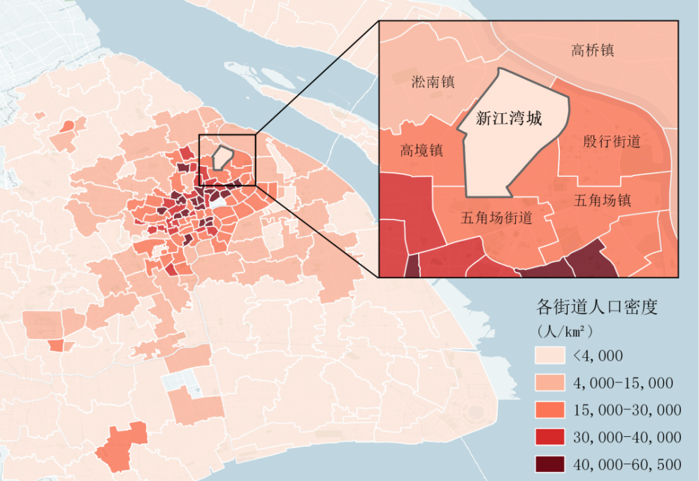 【上海市人口密度分佈圖】