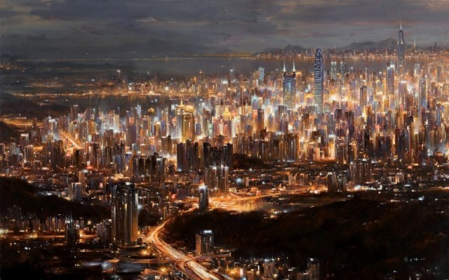 经济特区系列油画现特区魅力