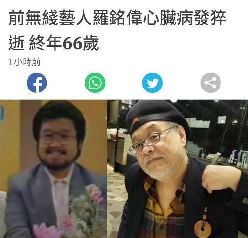 罗铭伟|罗铭伟猝逝！终年66岁，曾搭档郑则仕演电影刘锡贤发文悼念