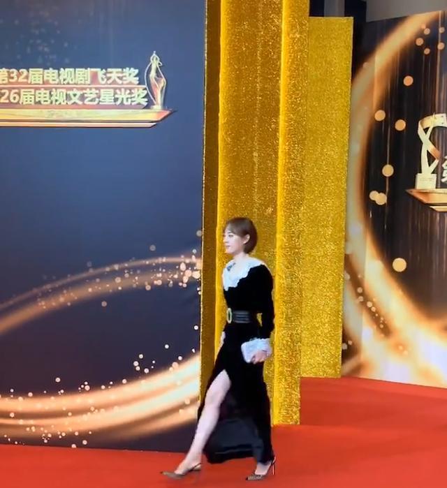 孙俪|孙俪亮相飞天奖，走路外八太霸气，和张嘉益合影却被嫌弃拍照水平