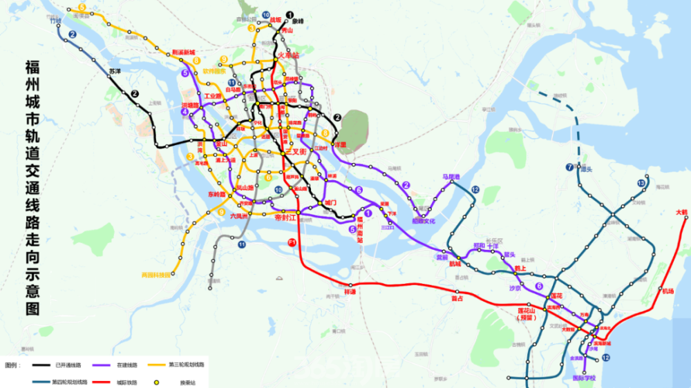 福州軌道交通線路走向示意圖曝光.