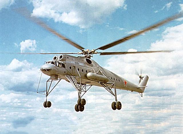 最早起重直升机概念承载者苏联米10直升机机身酷似沙丁鱼