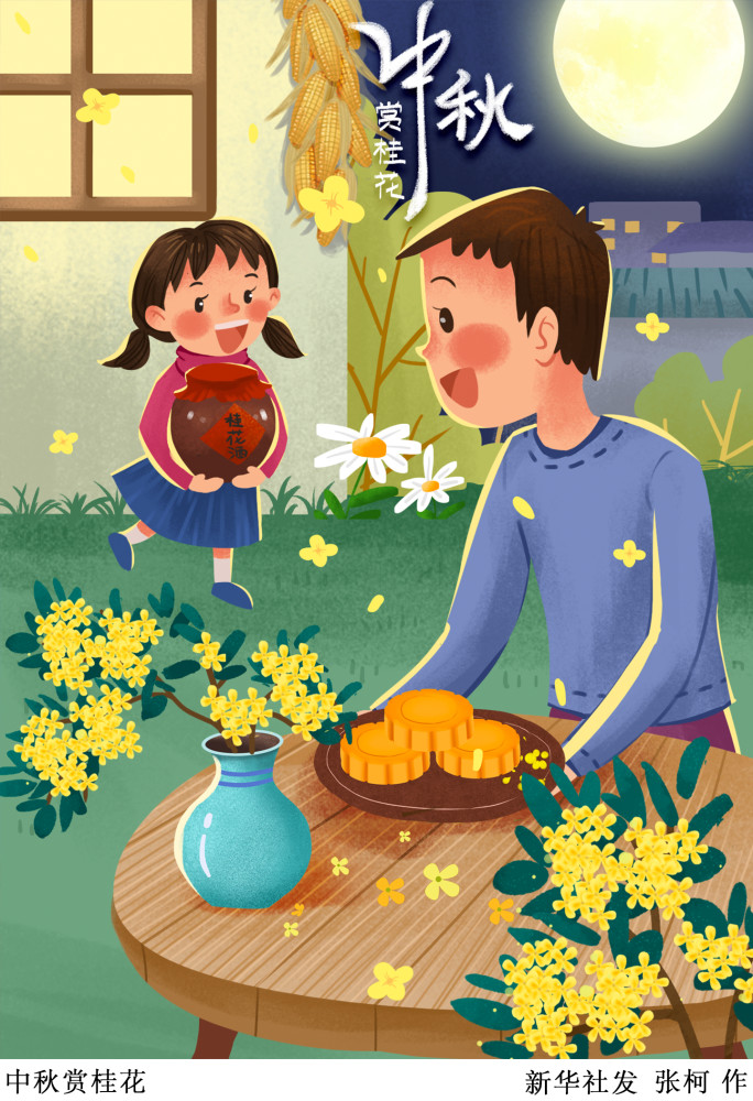 中秋节中秋赏桂花