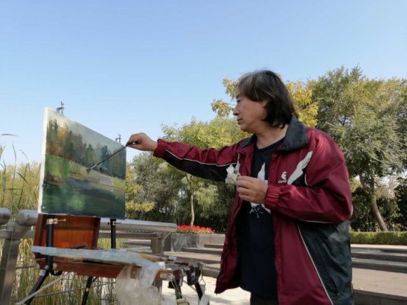 油画|油画“老炮儿”绘金秋 墨骨油画学会吹响写生“集结号”