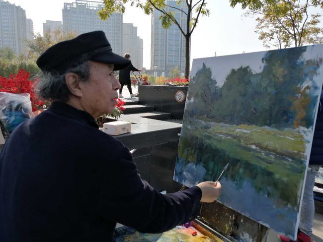 油画|油画“老炮儿”绘金秋 墨骨油画学会吹响写生“集结号”