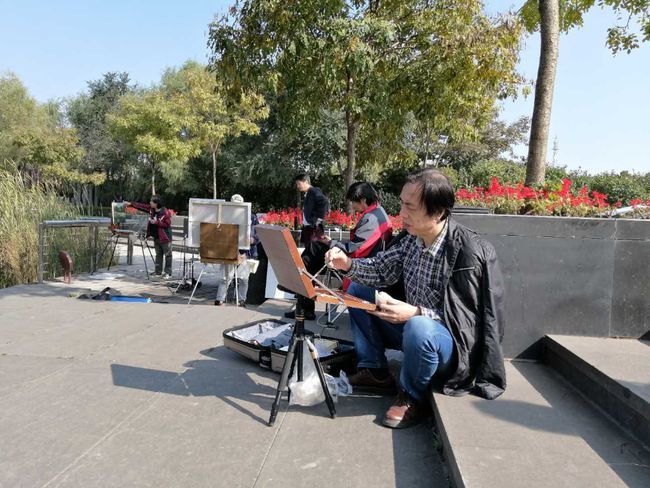 油画|油画“老炮儿”绘金秋 墨骨油画学会吹响写生“集结号”