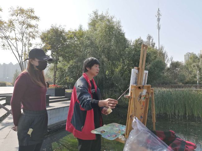 油画|油画“老炮儿”绘金秋 墨骨油画学会吹响写生“集结号”