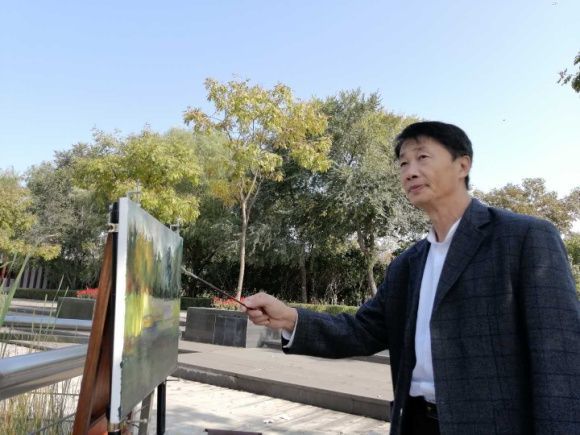 油画|油画“老炮儿”绘金秋 墨骨油画学会吹响写生“集结号”