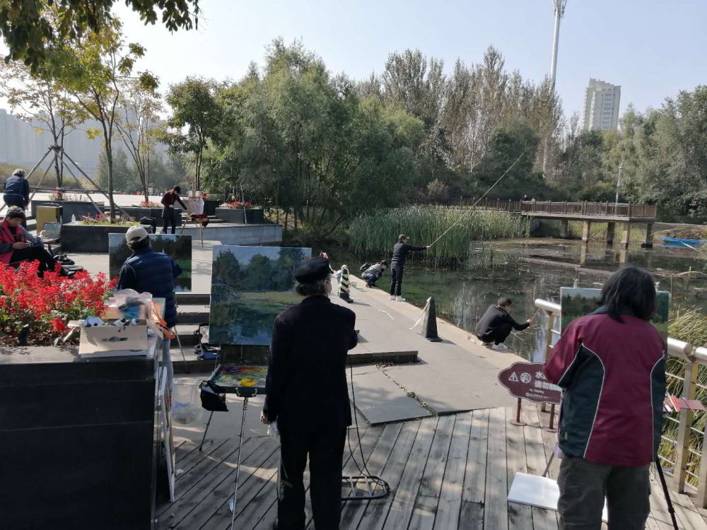 油画|油画“老炮儿”绘金秋 墨骨油画学会吹响写生“集结号”