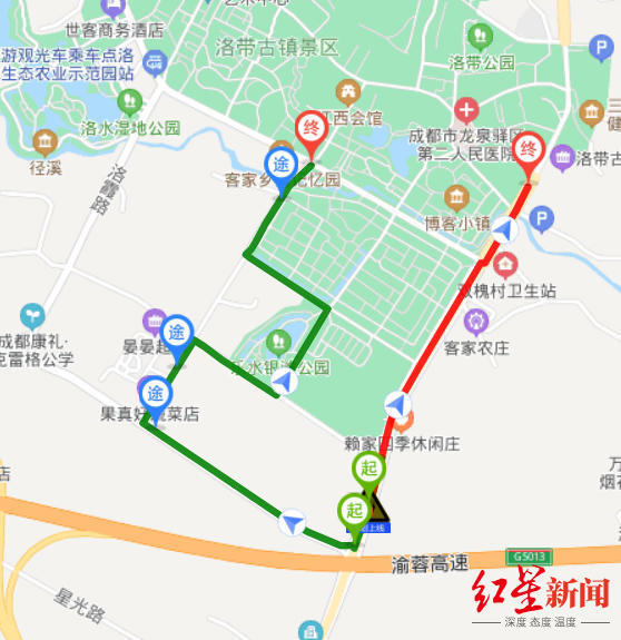 (2)成安渝高速～汽车城大道～驿都大道～城区 景区绕行线路 洛带古镇