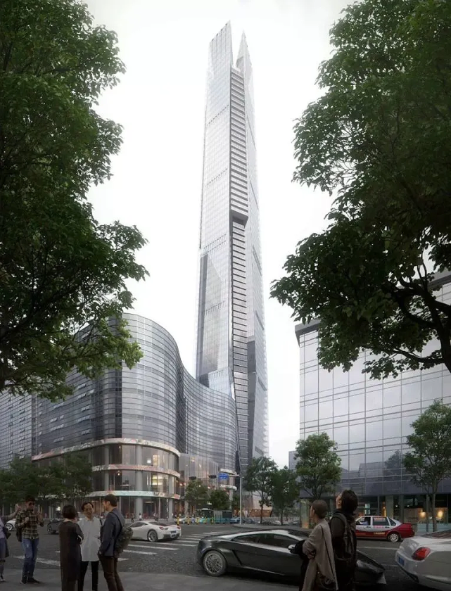 388米深圳城脉中心大厦钢结构主体框架封顶