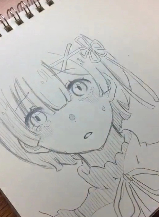 美术生画动漫蕾姆,开始以为在敷衍,成品美翻了,网友:神仙画画!