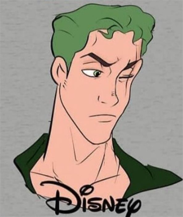 不同画风的索隆,死神版吓哭小孩,迪士尼版是马脸王子