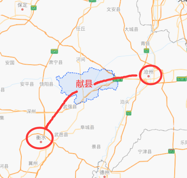 献县位于沧州市的西部地区,处在沧州市和衡水市的中间位置,距离沧州市
