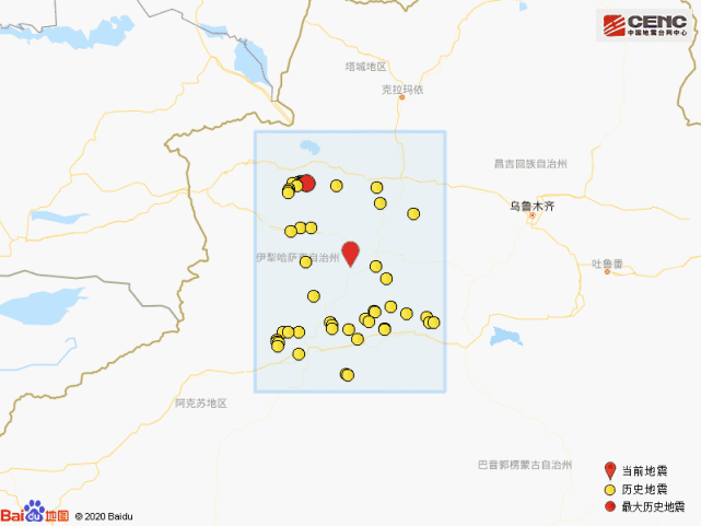 最大的一次地震是在2017年8月9日在新疆博爾塔拉州精河縣發生的6