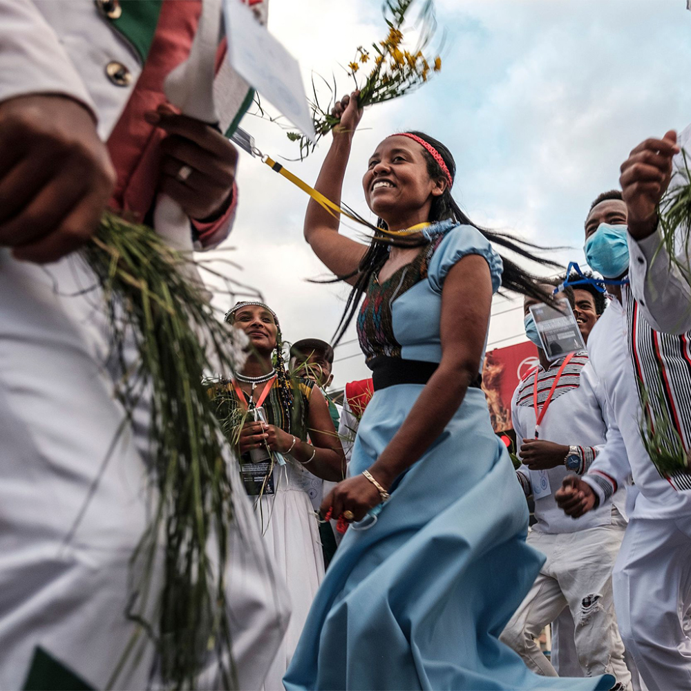 埃塞俄比亚   奥罗莫人载歌载舞庆祝感恩节