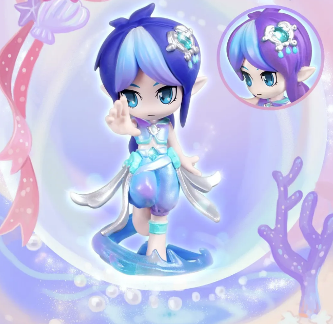 这样的水王子是在q版卡通形象中出现的,还记得叶罗丽盲盒吗?