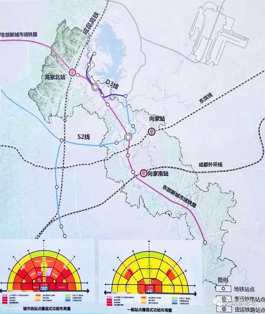 東貨域線設立向家站客運樞紐:成昆鐵路設立高家北站;成都外環線設立向