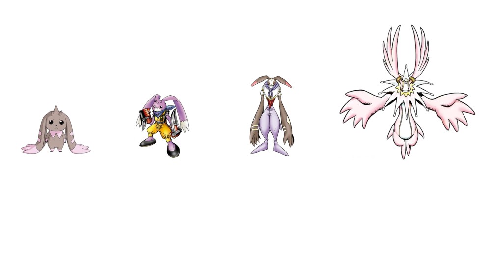 智天使兽,玉兔兽,武兔兽黑大耳兽除了可以进化为智天使兽,也能化为最