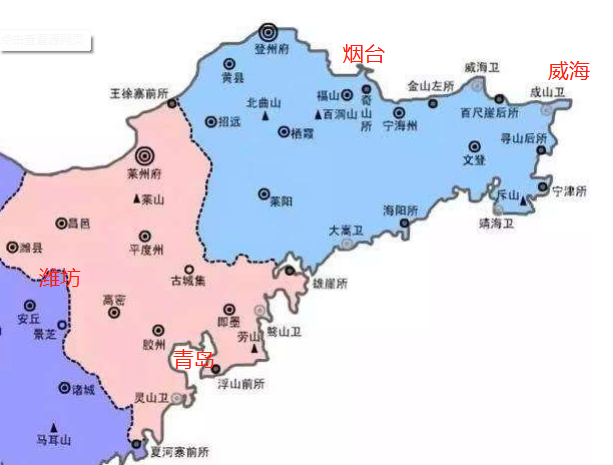 黃縣(今龍口),棲霞,招遠,萊陽,福山(今煙臺福山區,芝罘區),文登,榮成