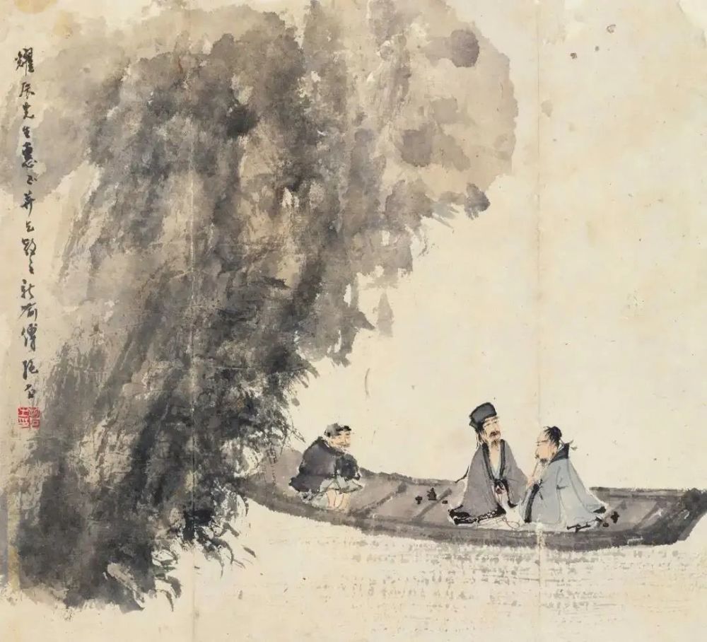 傅抱石|傅抱石的小舟，极富诗意