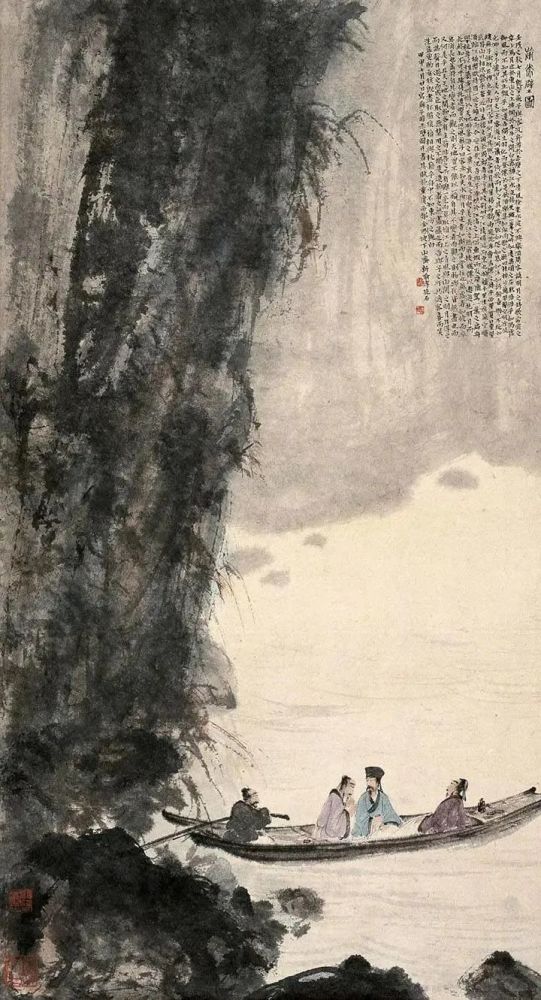 傅抱石|傅抱石的小舟，极富诗意