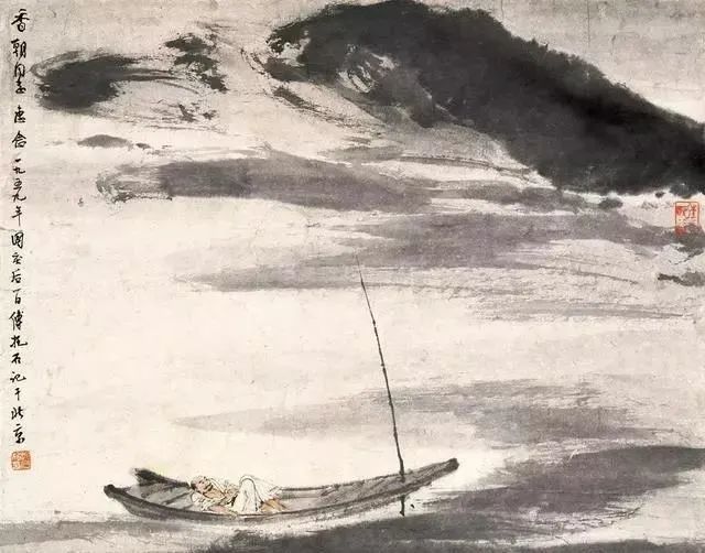 傅抱石|傅抱石的小舟，极富诗意