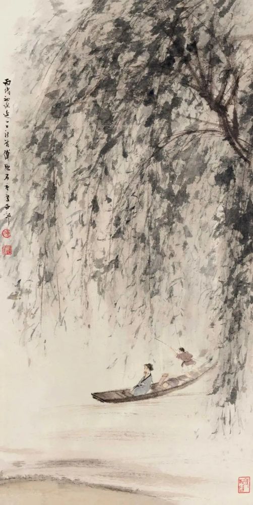 傅抱石|傅抱石的小舟，极富诗意
