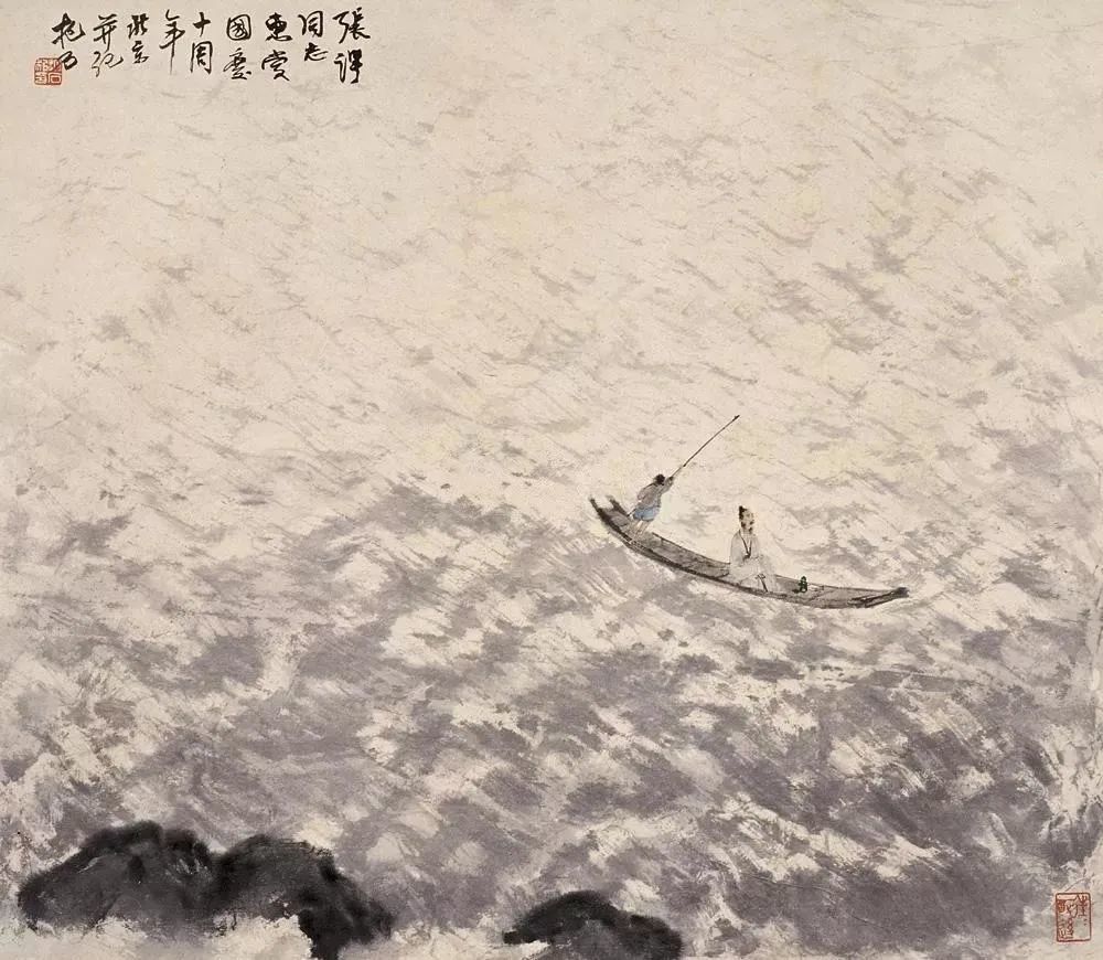 傅抱石|傅抱石的小舟，极富诗意