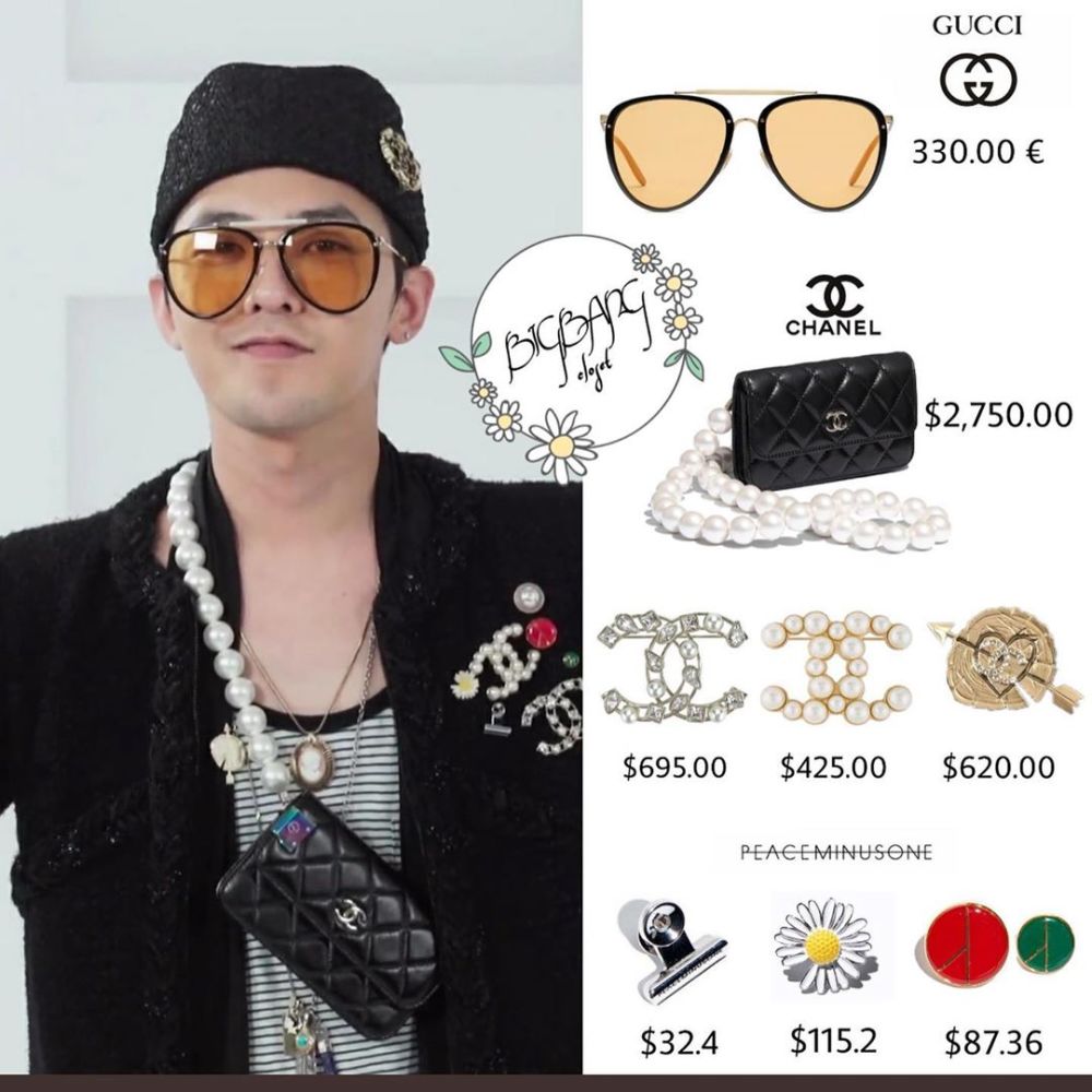 32岁权志龙晒正脸照背香奈儿珍珠链女包酷帅抿嘴一笑让人心空