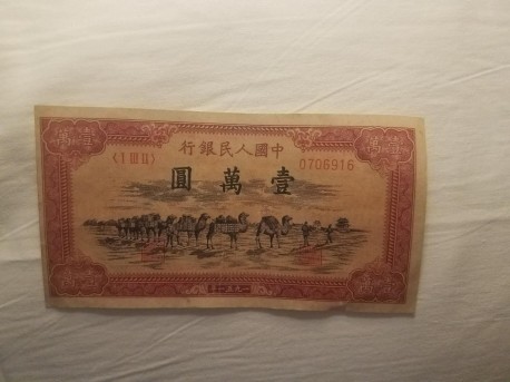 第一套人民币万元骆驼队币真假鉴别