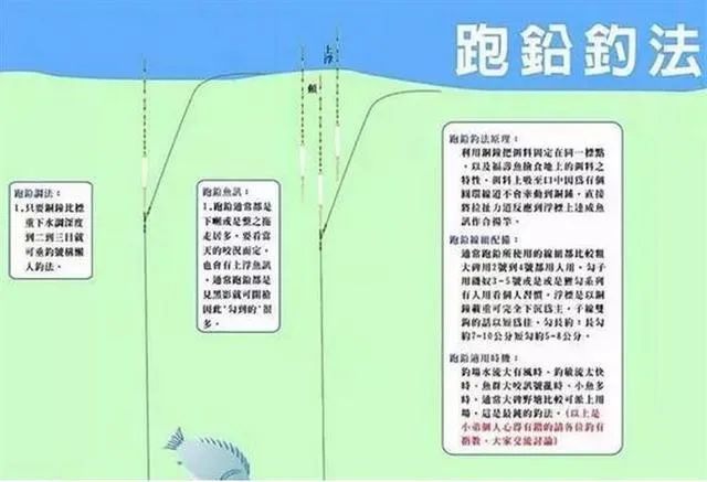 跑铅钓法又叫滑铅钓法,就是提高铅坠重量,让主线在铅座上更加灵活的