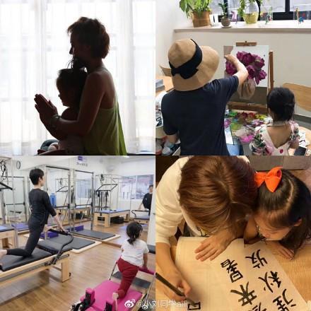 孙俪|孙俪带女儿练书法，小花正脸神似妈妈，因写不好毛笔字哭到睡不着