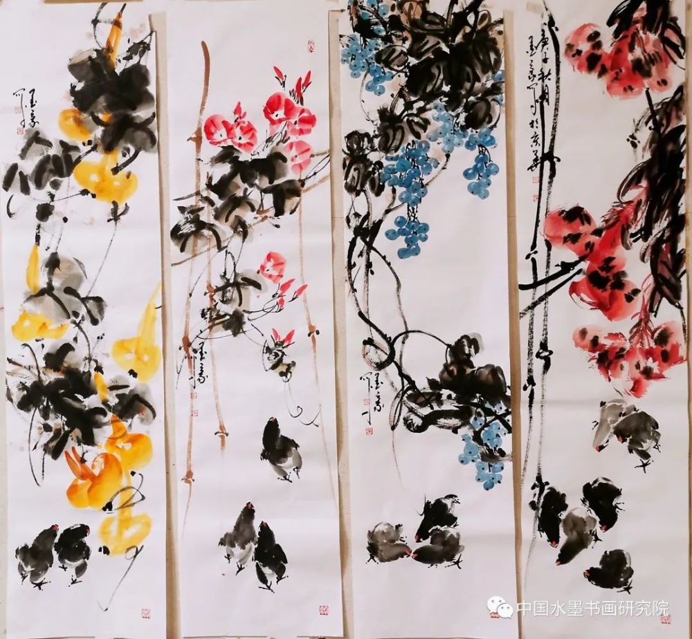 大国陶瓷工匠-墨豪|墨豪国画“四条屏”作品欣赏