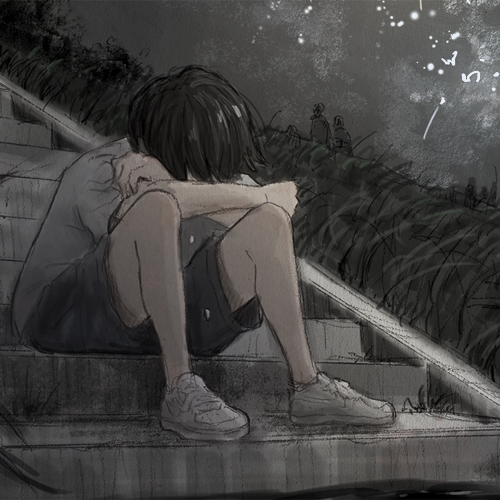 懂事的人连崩溃都会选好时间动漫男头黑白伤感