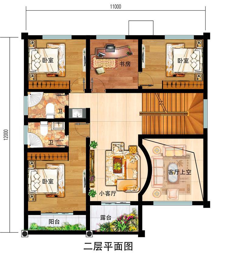 二层平面图三层平面图第三款:农村自建房三层设计图,豪华欧式别墅
