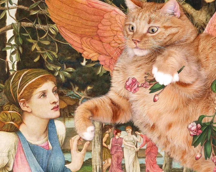 一只走进世界名画的胖橘猫