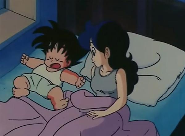 龙珠中悟空睡在兰琪旁边,为了完成凌晨训练,悟空秃林卖命送牛奶